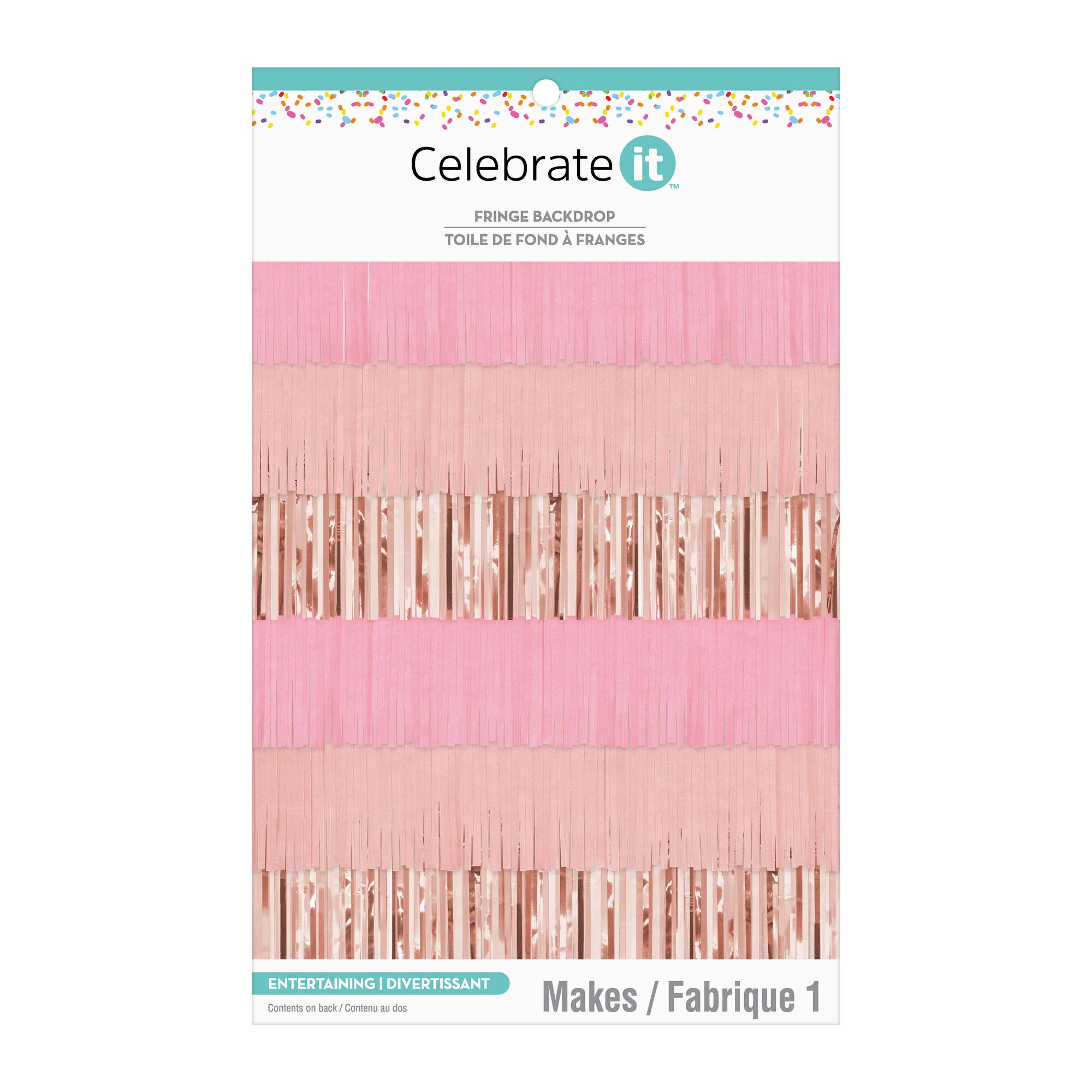 12 Pack: Pink Fringe Backdrop by Celebrate It™